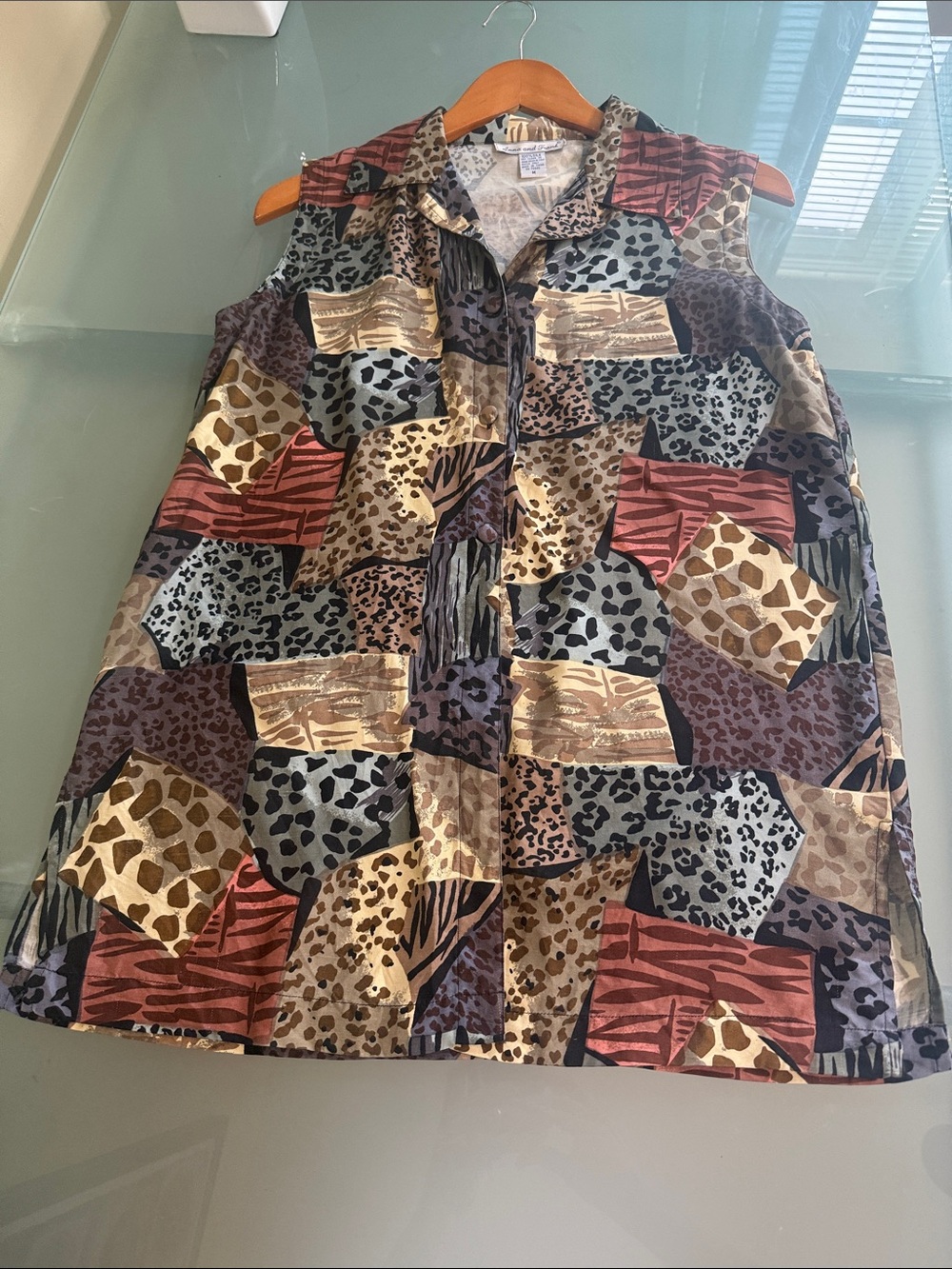 Anna and Frank SILK Animal Print Blouse in Beige and Brown Size M